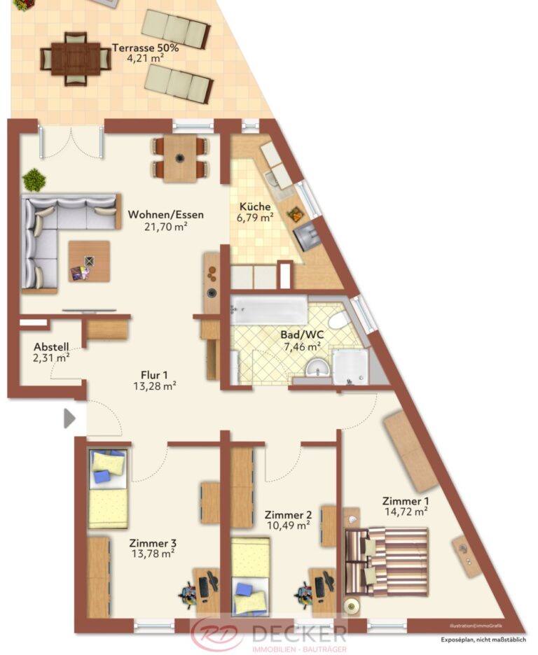 Modern & zentral wohnen – frisch sanierte 4-Zimmer-Wohnung mit Terrasse