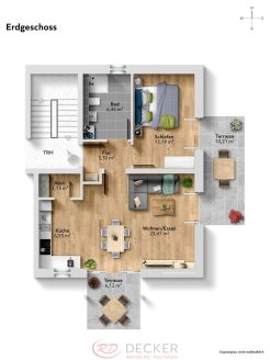 Modernes Wohnen mit Gartenidylle und zwei Terrassen